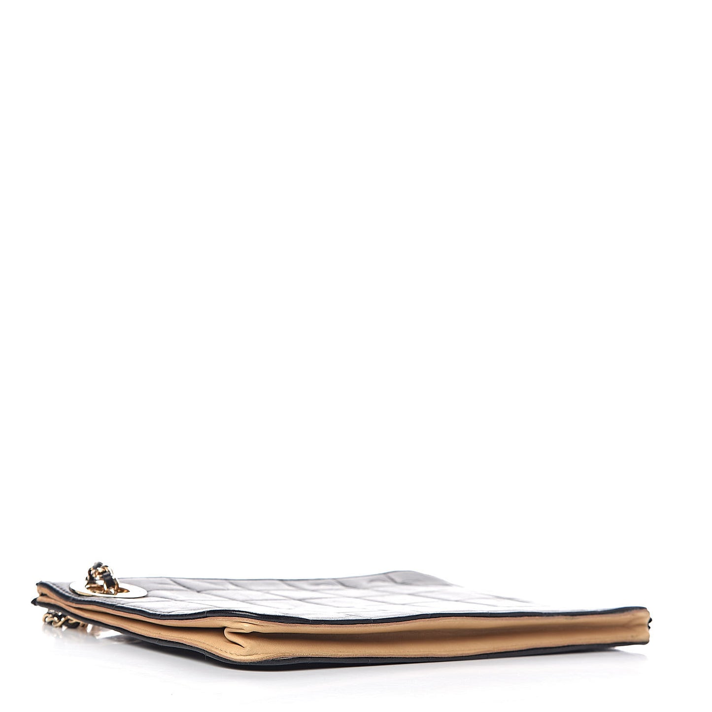 Lambskin Quilted Chocolate Bar Wristlet Black