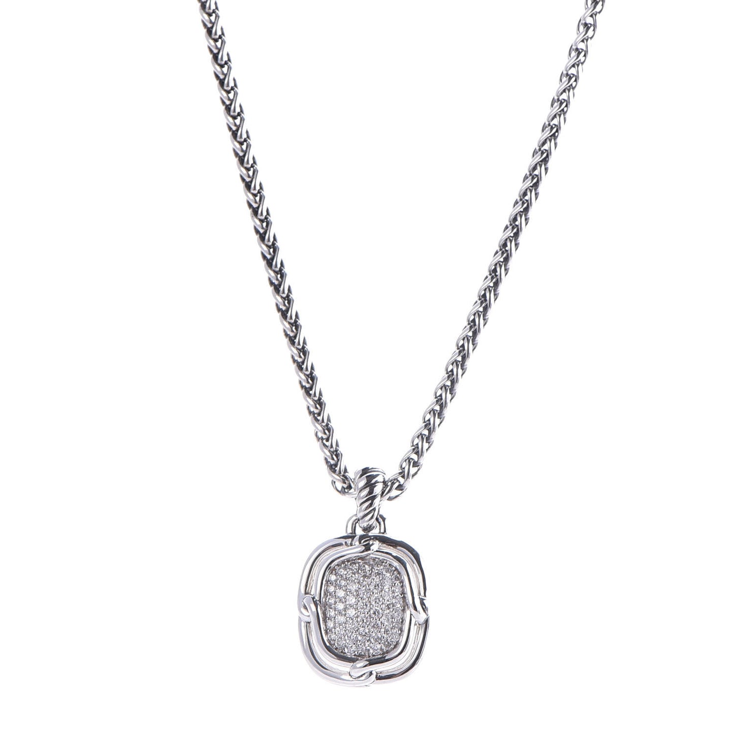 Sterling Silver Diamond 16mm Labyrinth Pendant Necklace