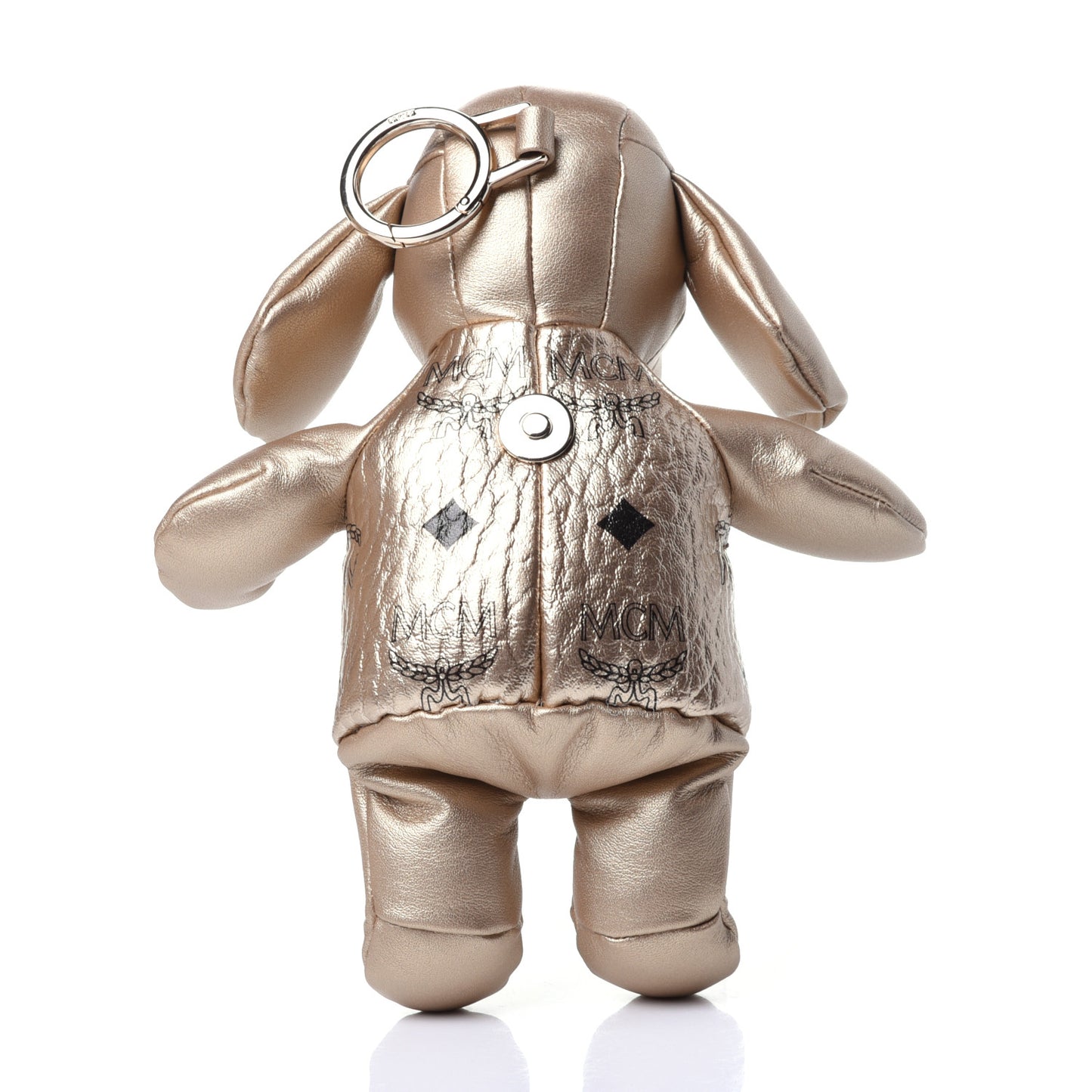 Metallic Visetos Zoo Dog Drawstring Bucket Bag Gold