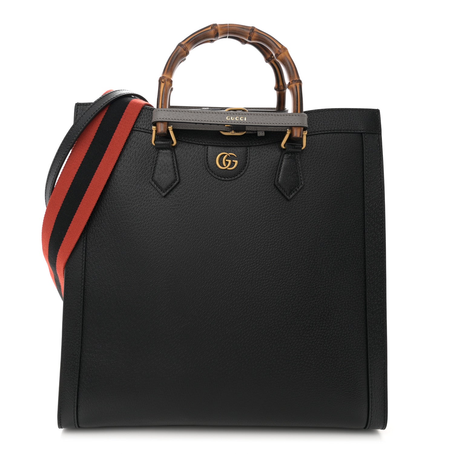 Gucci Wonka Grain Calfskin Large Diana Tote Bag Black 1 of 12