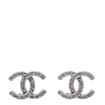Chanel Crystal Royal Flush CC Stud Earrings Silver 1 of 5