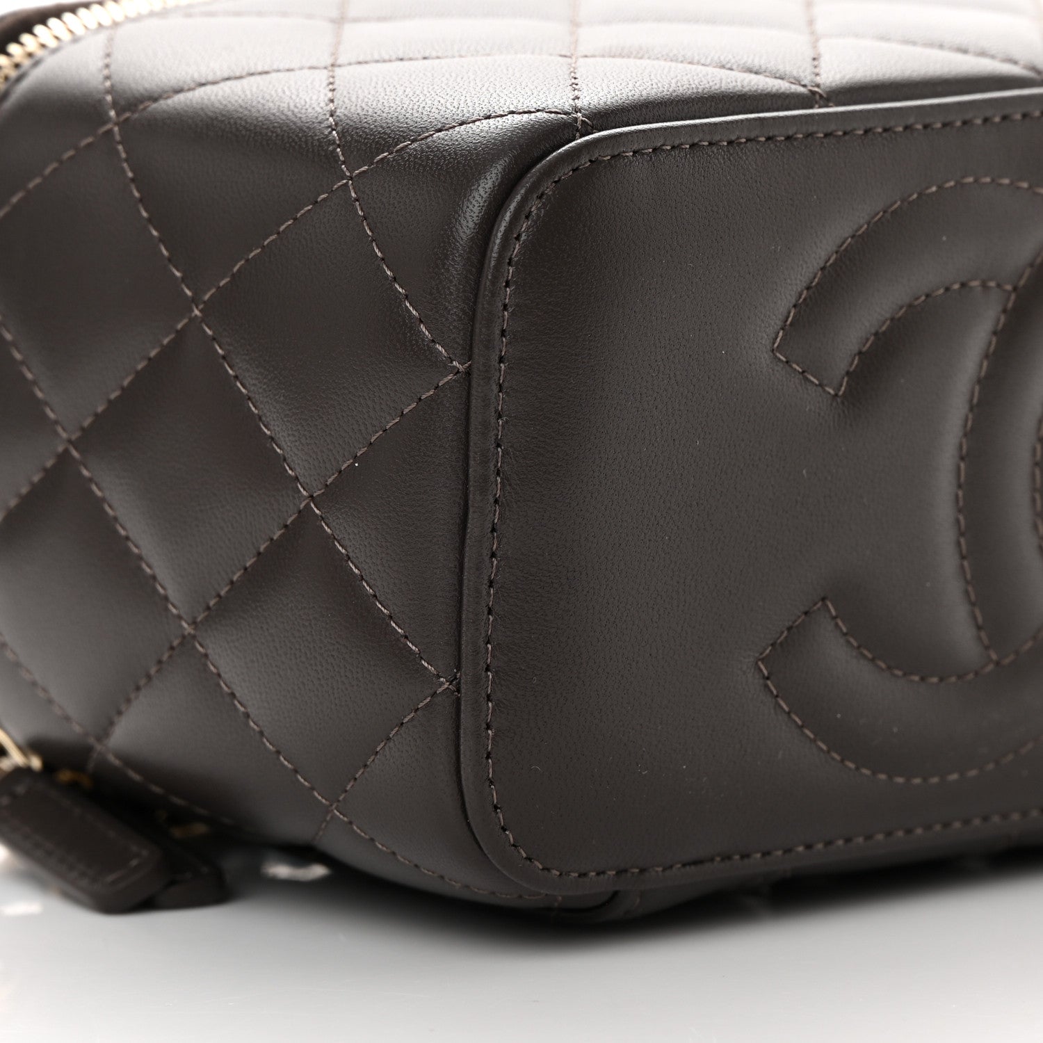 Chanel Lambskin Quilted Small Top Handle Vanity Case With Chain Dark Brown 9 of 12