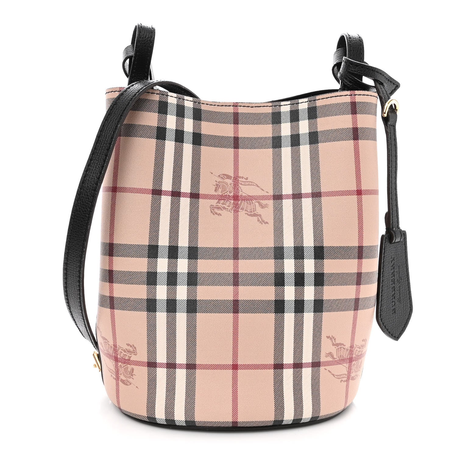 Burberry Haymarket Check Colours Small Lorne Bucket Crossbody Black 1 of 9