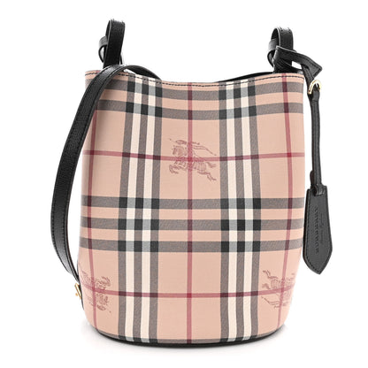 Burberry Haymarket Check Colours Small Lorne Bucket Crossbody Black 1 of 9