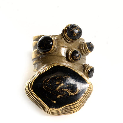 Saint Laurent Arty Enamel Ring 6.5 Black Bronze 1 of 5