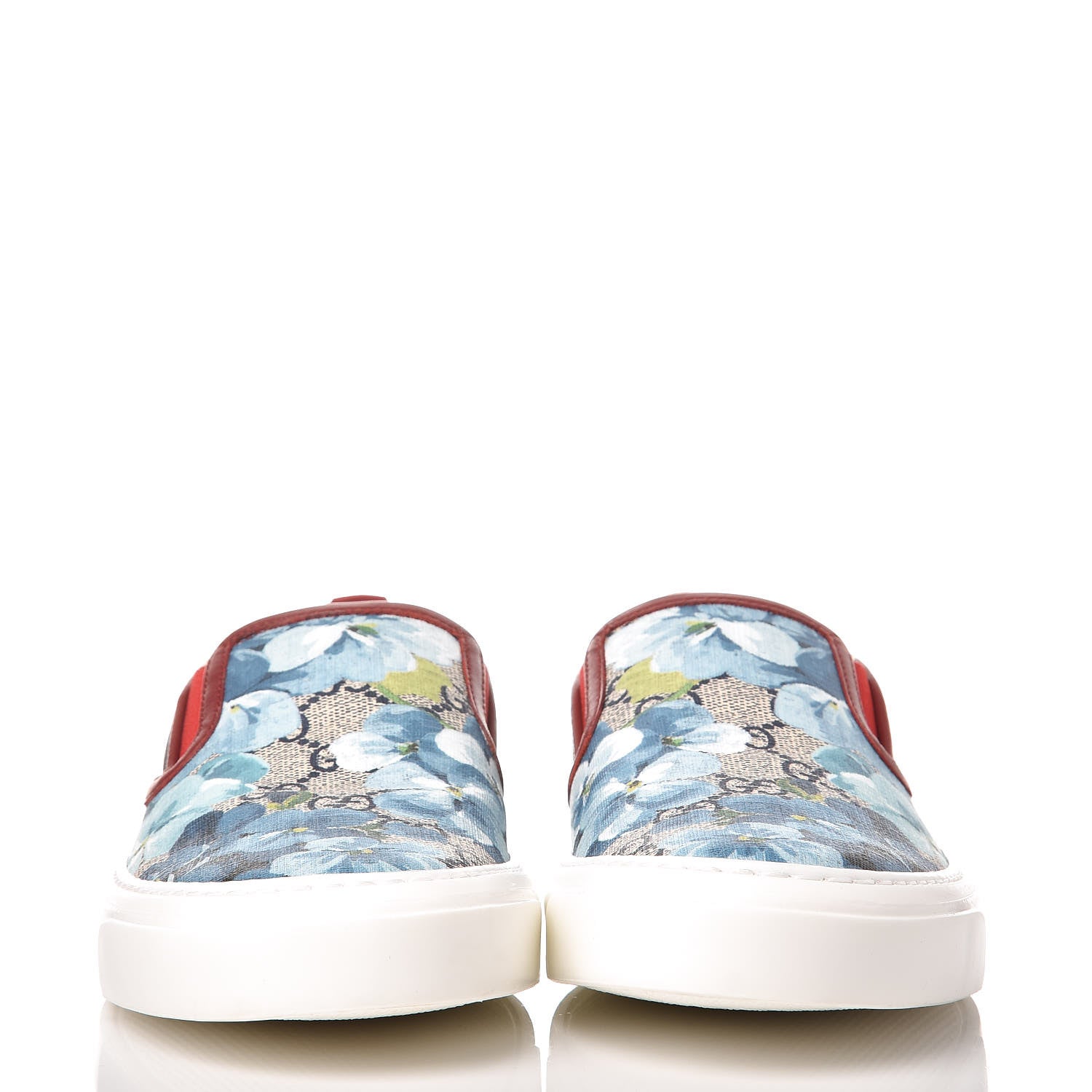 Gucci GG Supreme Monogram Blooms Womens Slip On Sneakers 39 Beige Blue Navy Red 2 of 9