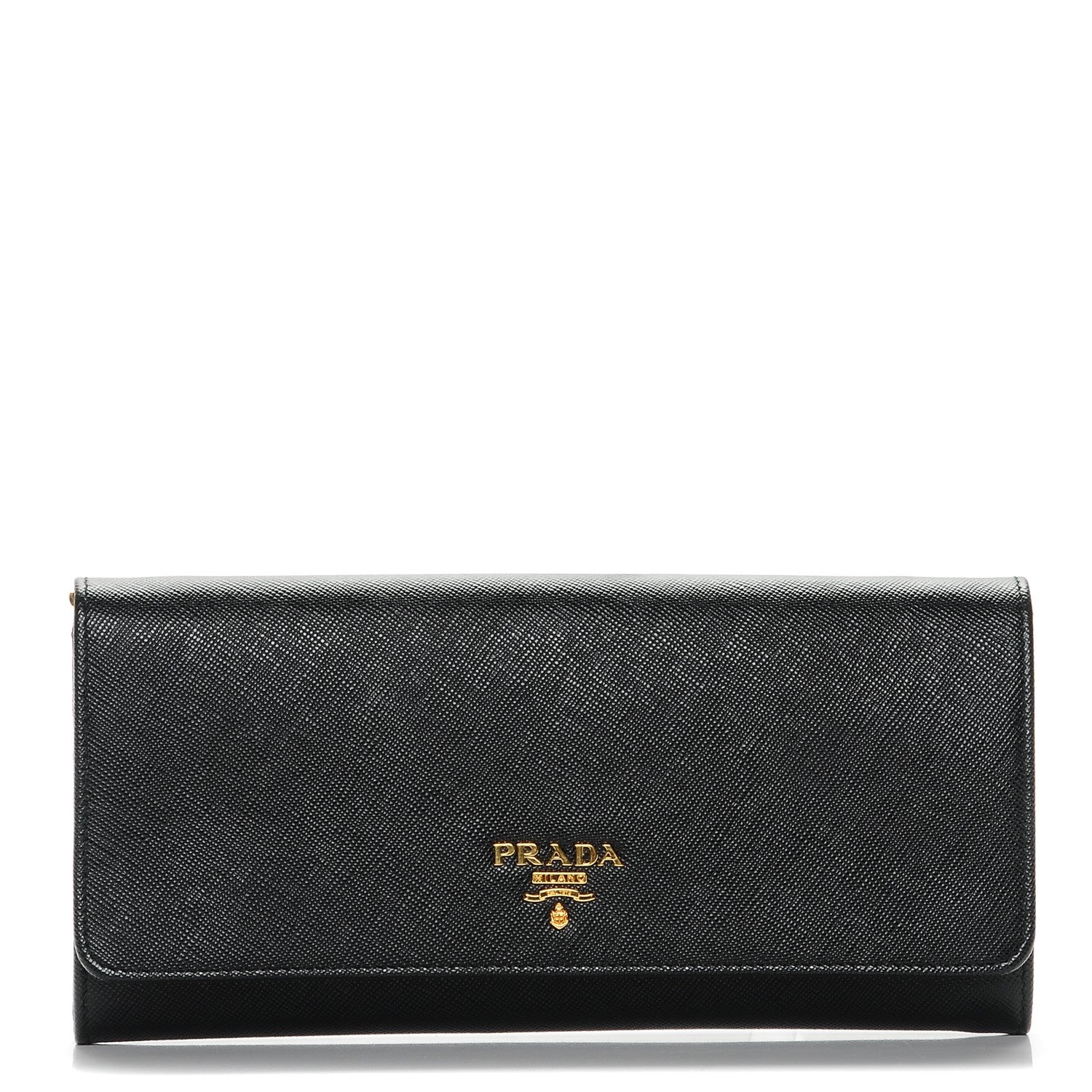 Prada Saffiano Metal Oro Chain Wallet Nero Black 1 of 6