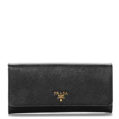 Prada Saffiano Metal Oro Chain Wallet Nero Black 1 of 6