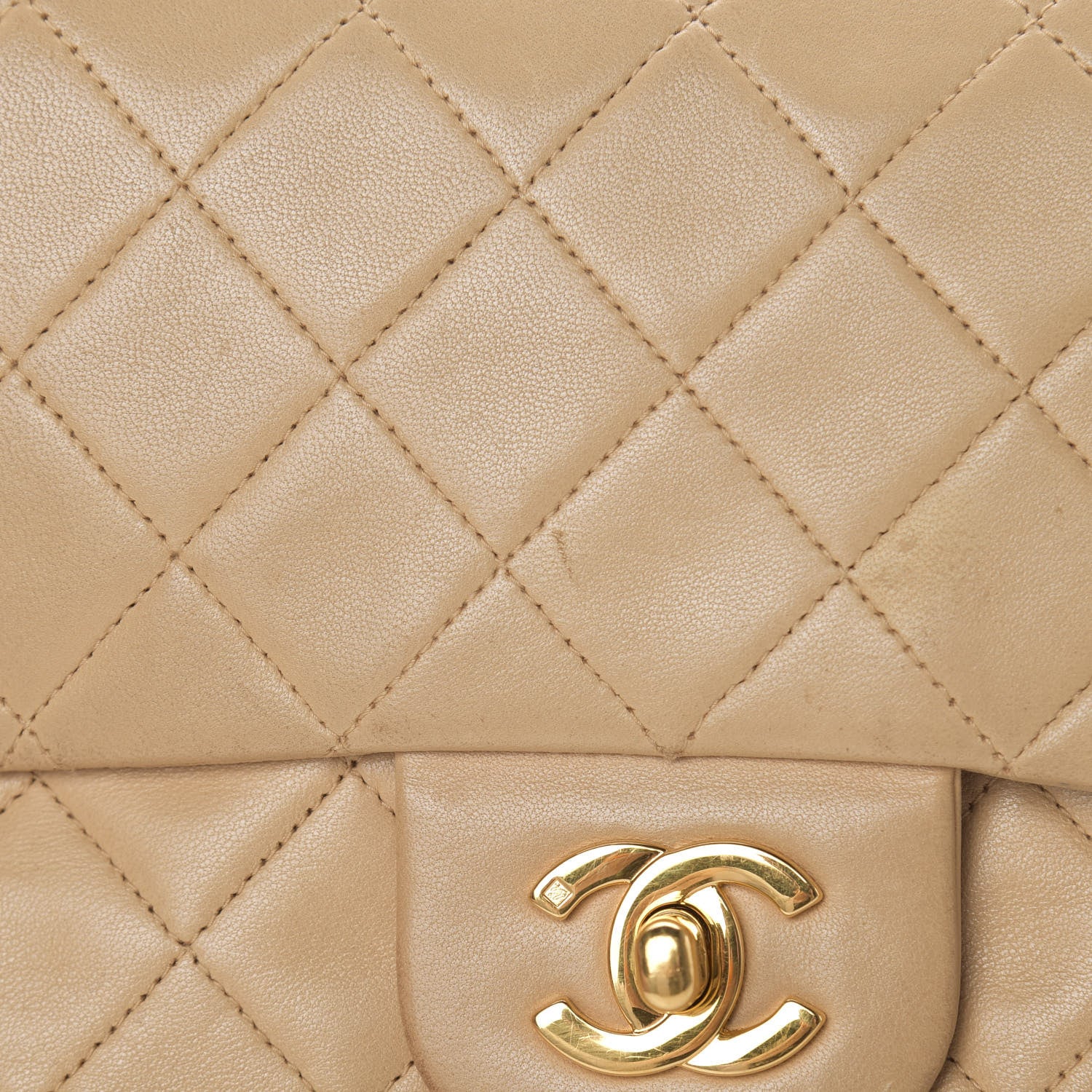 Chanel Lambskin Quilted Medium Double Flap Beige 16 of 16