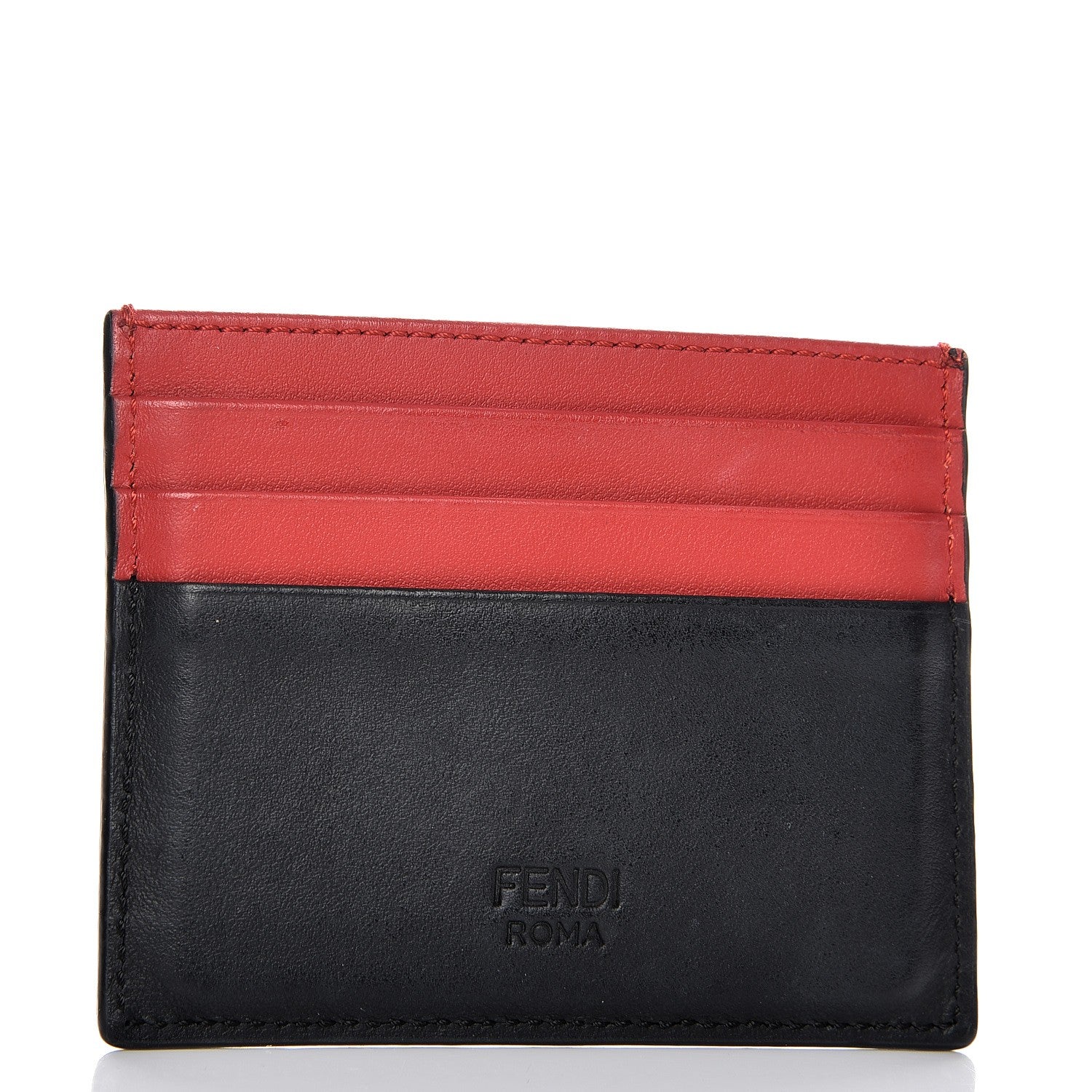 Fendi Vitello Century Monster Eyes Inlay Card Holder Black Giallo Rosso 3 of 8