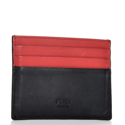 Fendi Vitello Century Monster Eyes Inlay Card Holder Black Giallo Rosso 3 of 8