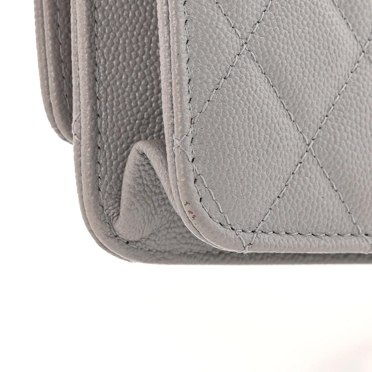 Caviar Quilted Golden Class Wallet On Chain WOC Gray