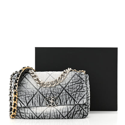 Chanel Washed Denim Quilted Medium Chanel 19 Flap Black White 10 of 10