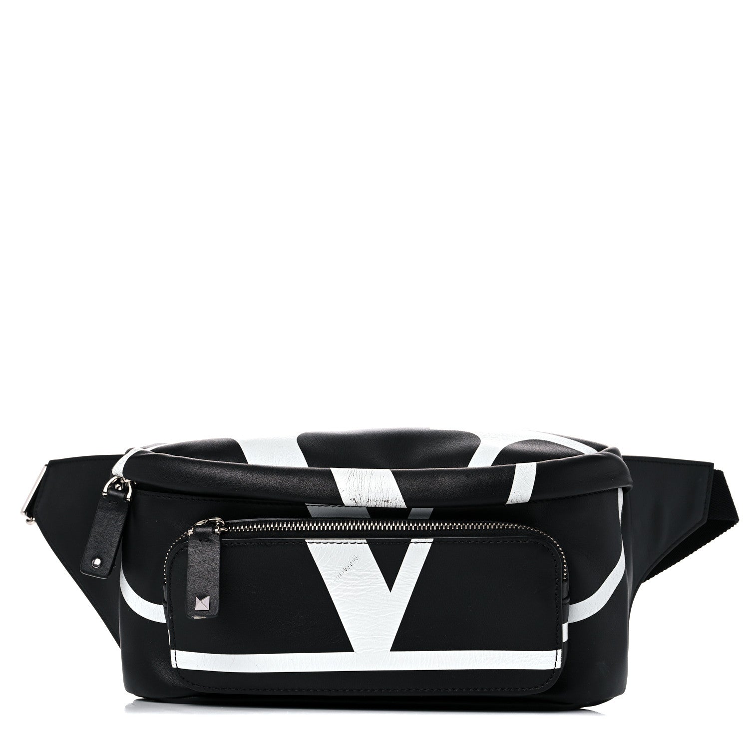 Valentino Garavani Calfskin Go Logo Belt Bag Black White 1 of 18