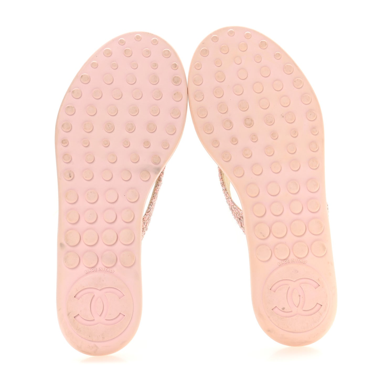 Tweed Camellia Thong Sandals 38 Salmon Apricot Gold