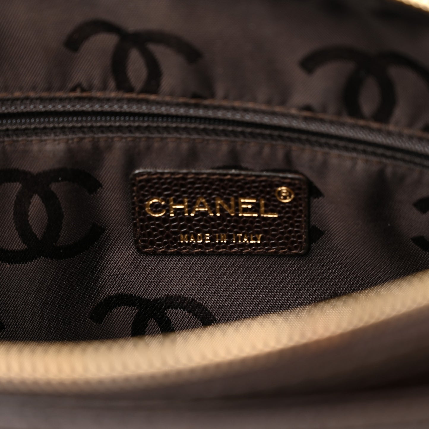 Caviar Chocolate Bar Quilted Shoulder Bag Dark Brown
