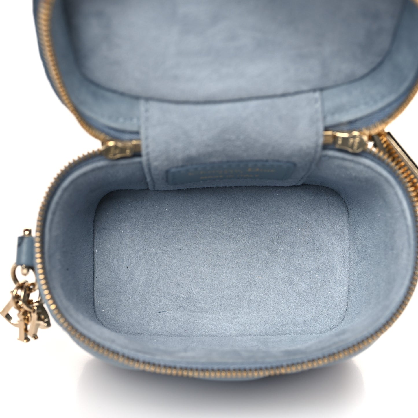 Lambskin Cannage Micro Lady Dior Vanity Case Cloud Blue