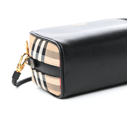Burberry Calfskin Vintage Check Half Cube Crossbody Bag Black 7 of 9