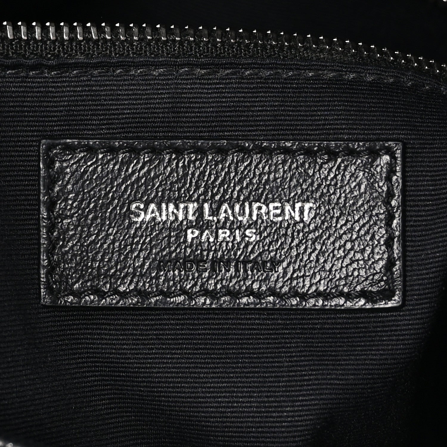 Saint Laurent Lambskin Quilted Medium Loulou Puffer Monogram Chain Satchel Black 6 of 11