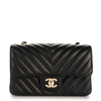 Chanel Lambskin Chevron Quilted Mini Rectangular Flap Black 1 of 8