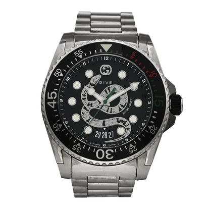 Gucci Stainless Steel 45mm Dive Snake Quartz Watch Black 1 of 4