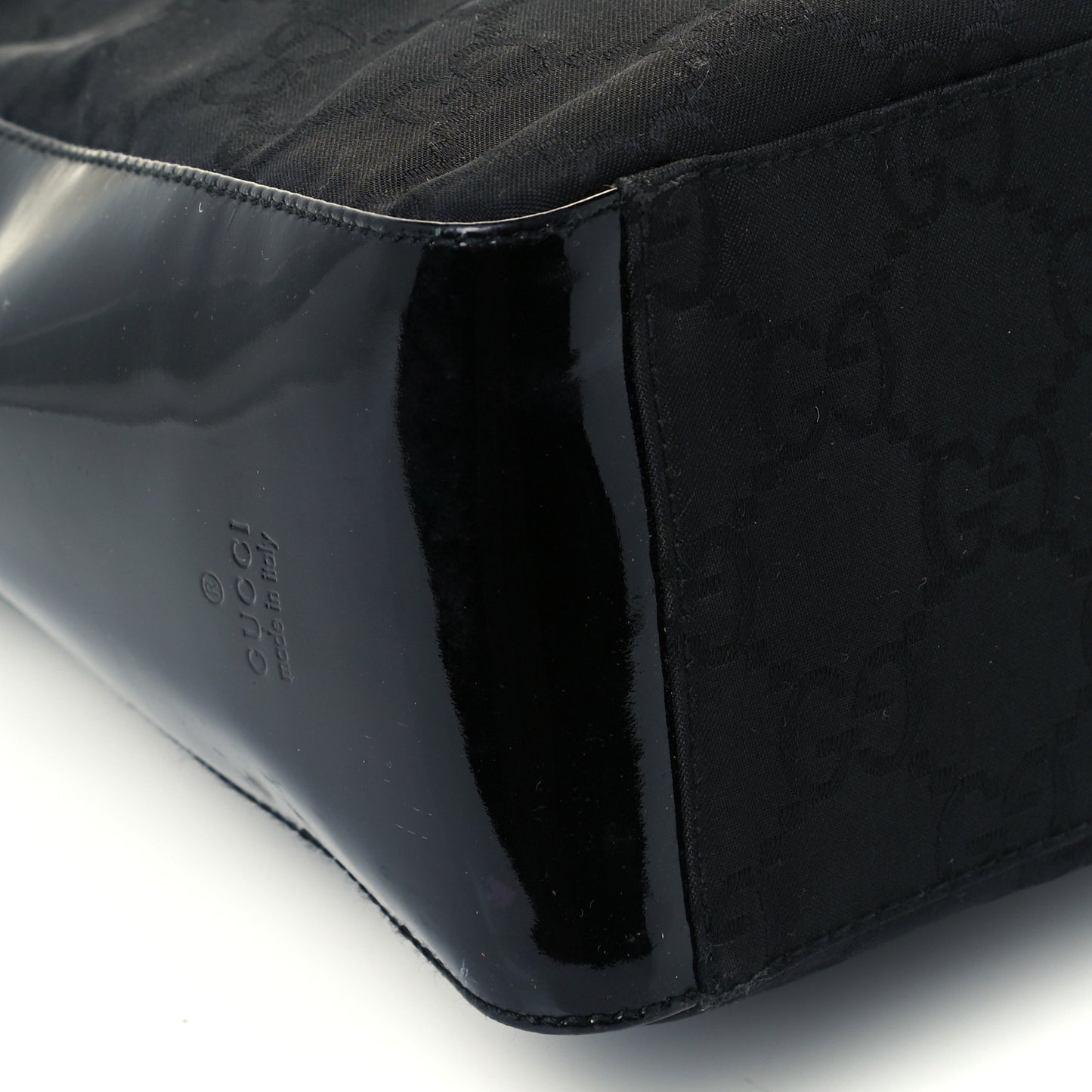 Canvas Patent Monogram Shoulder Bag Black