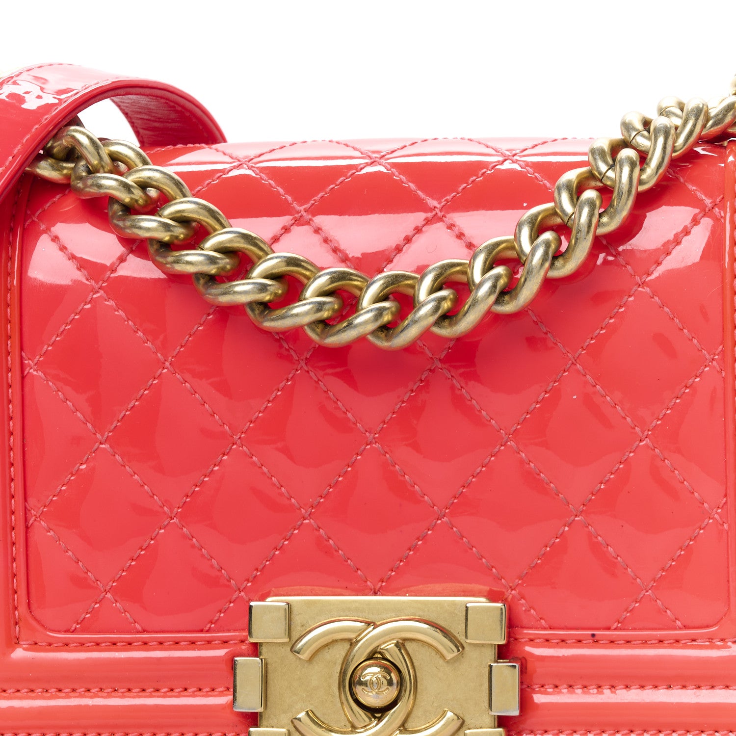 Chanel Patent Calfskin Quilted Small Boy Flap Pink 8 of 10