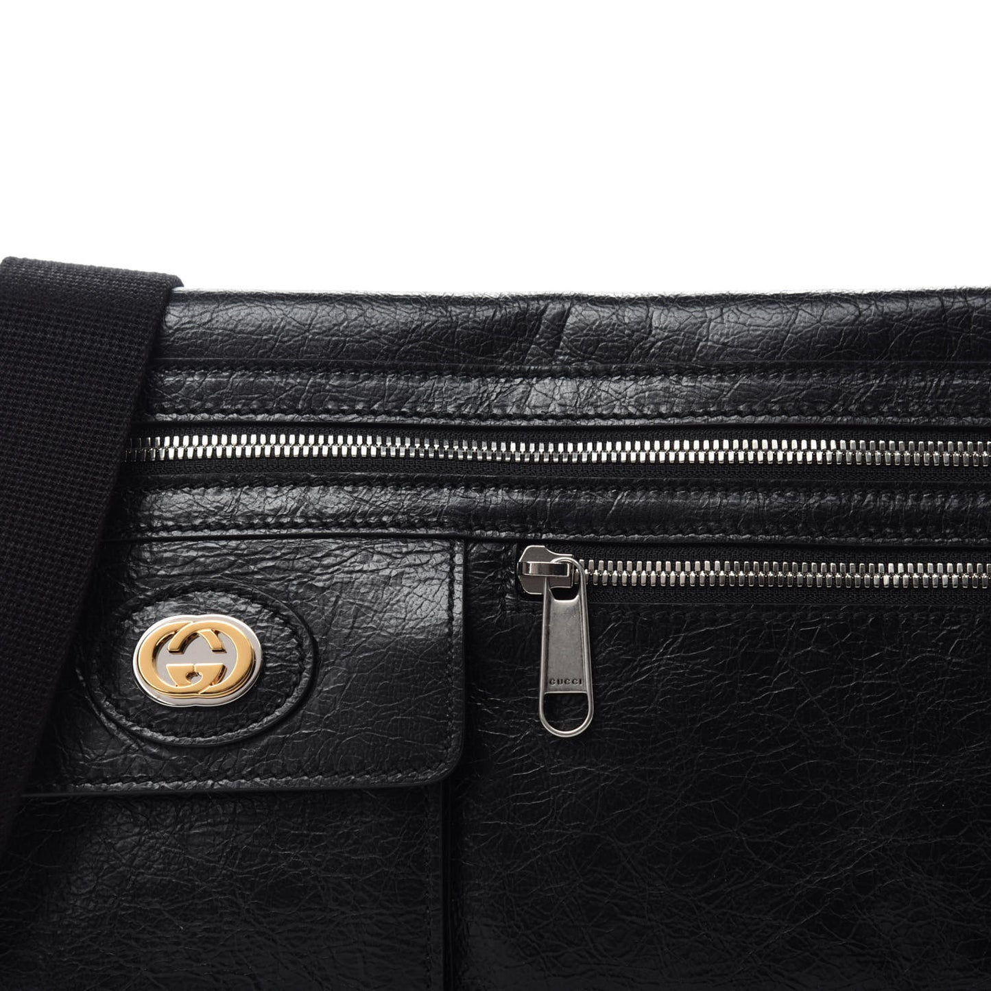 Fluffy Calfskin Morpheus Messenger Bag Black