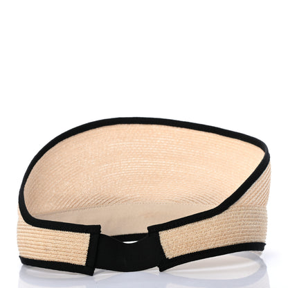 Chanel Straw Grosgrain Visor L Beige Black 7 of 9