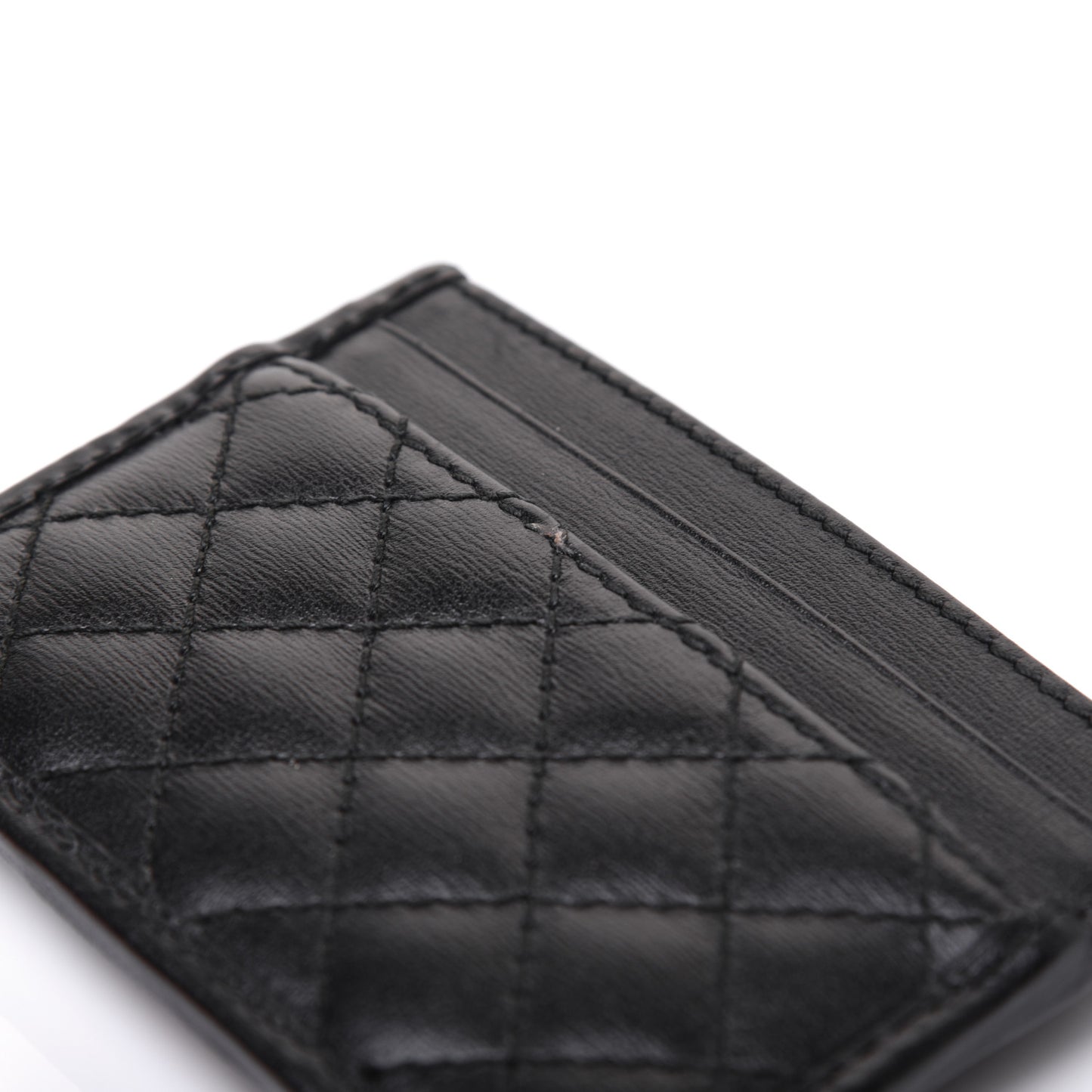 Calfskin Web Trapuntata Ophidia Card Holder Black