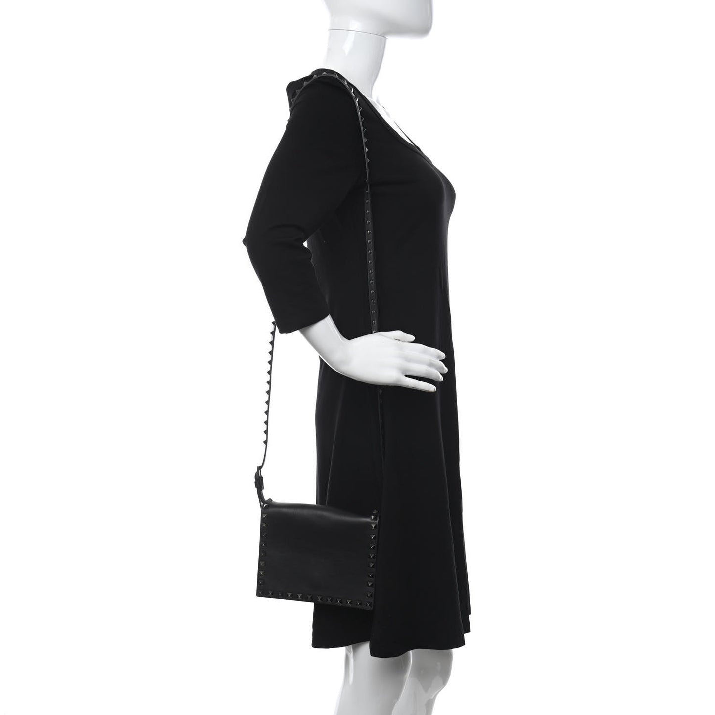 Vitello Rockstud Crossbody Bag Black