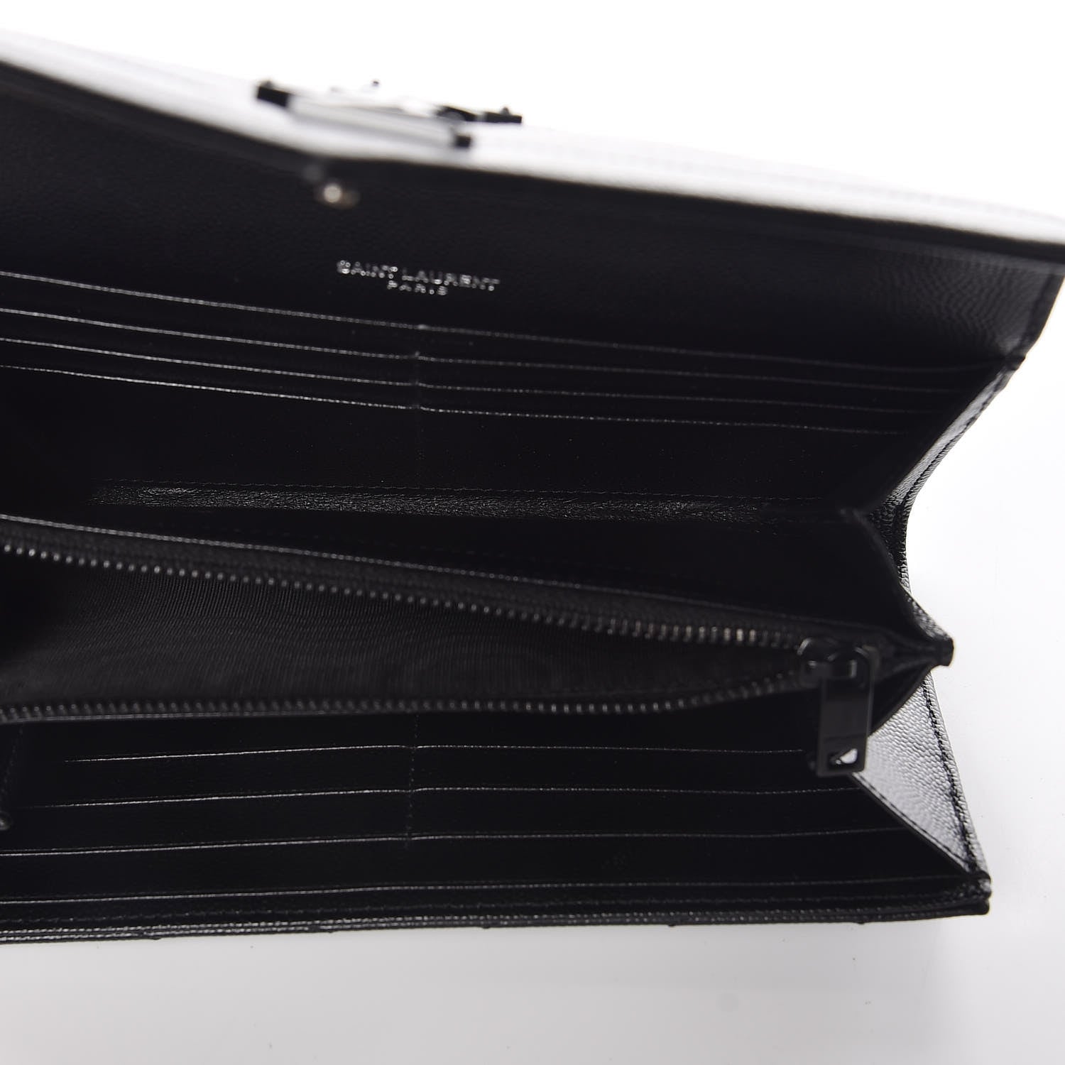 Saint Laurent Grain De Poudre Matelasse Chevron Monogram Flap Wallet Black 5 of 9