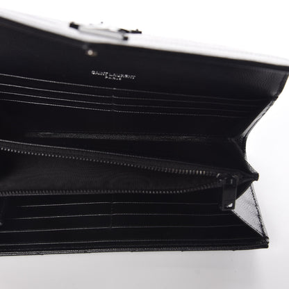 Saint Laurent Grain De Poudre Matelasse Chevron Monogram Flap Wallet Black 5 of 9