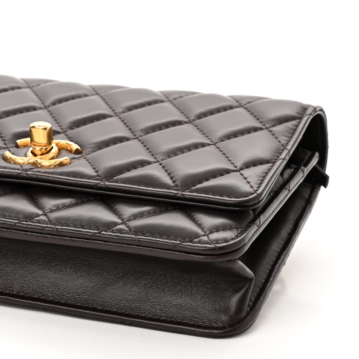 Chanel Lambskin Quilted Pillow Crush Wallet On Chain WOC Dark Brown 9 of 11