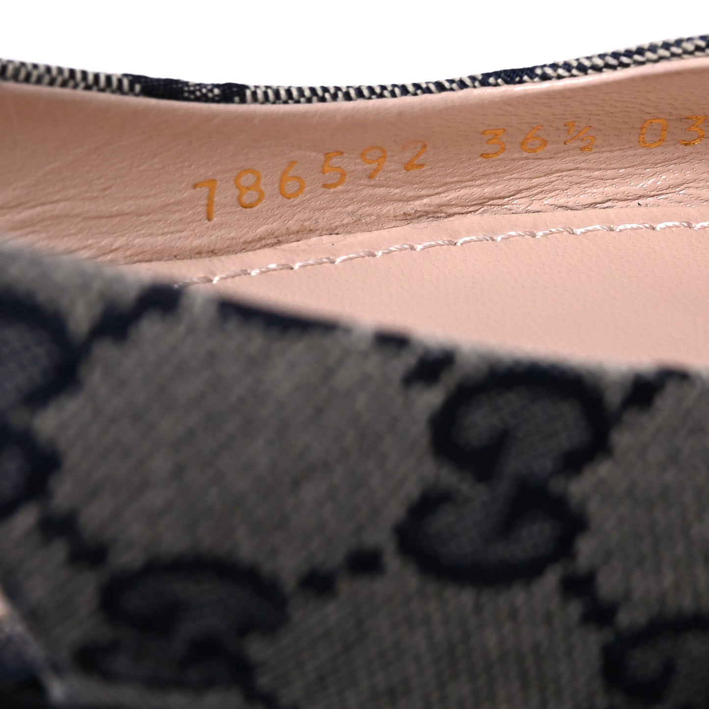 Monogram Horsebit Womens Slingback Ballet Flat 36.5 Beige Blue