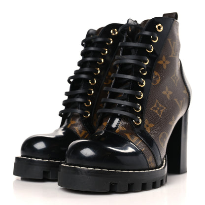 Louis Vuitton Patent Calfskin Monogram Star Trail Ankle Boots 37.5 Black 3 of 8