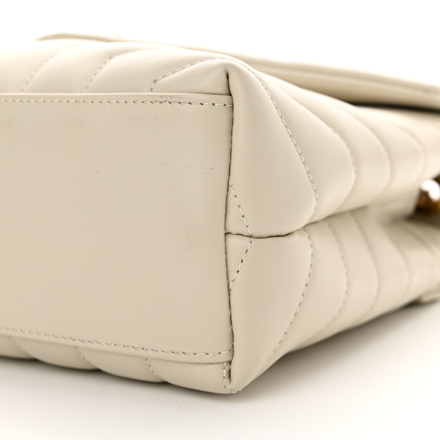 Saint Laurent Calfskin Y Quilted Monogram Small Loulou Chain Satchel Crema Soft 10 of 11