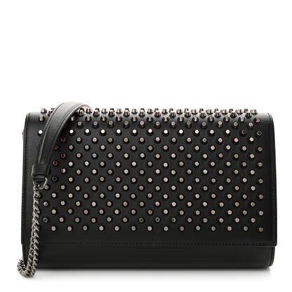 Christian Louboutin Calfskin Spikes Paloma Clutch Black Gunmetal 1 of 10