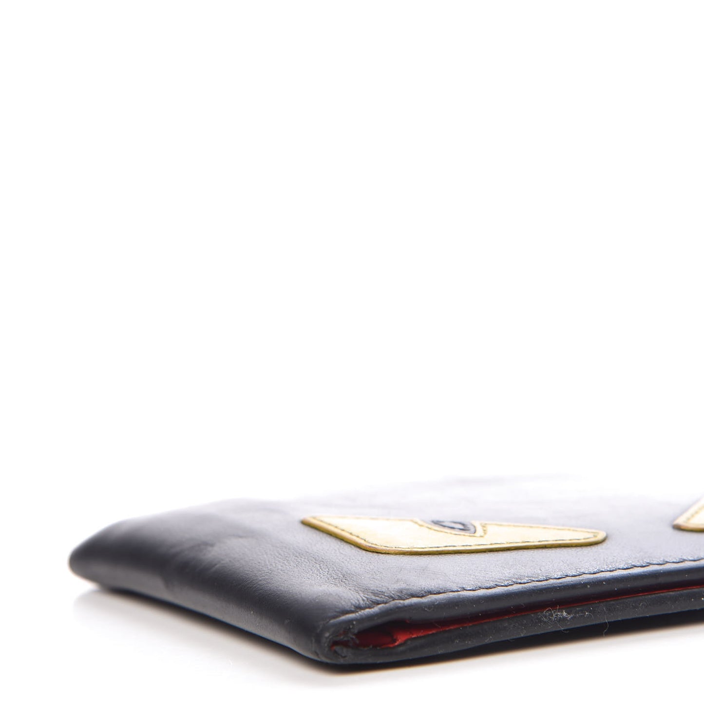 Vitello Century Monster Eyes Inlay Bi-Fold Wallet Black Giallo Rosso