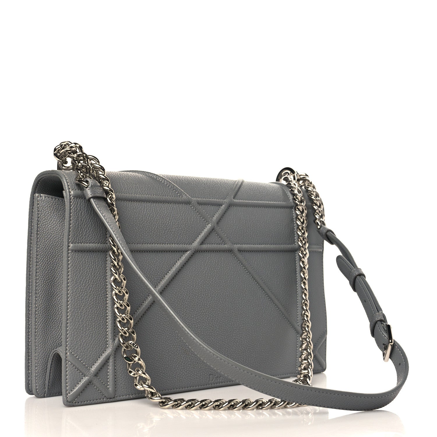 Christian Dior Grained Calfskin Large Diorama Flap Bag Grey 3 of 9