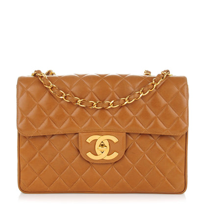 Chanel Lambskin Quilted Jumbo Single Flap Dark Beige 1 of 10