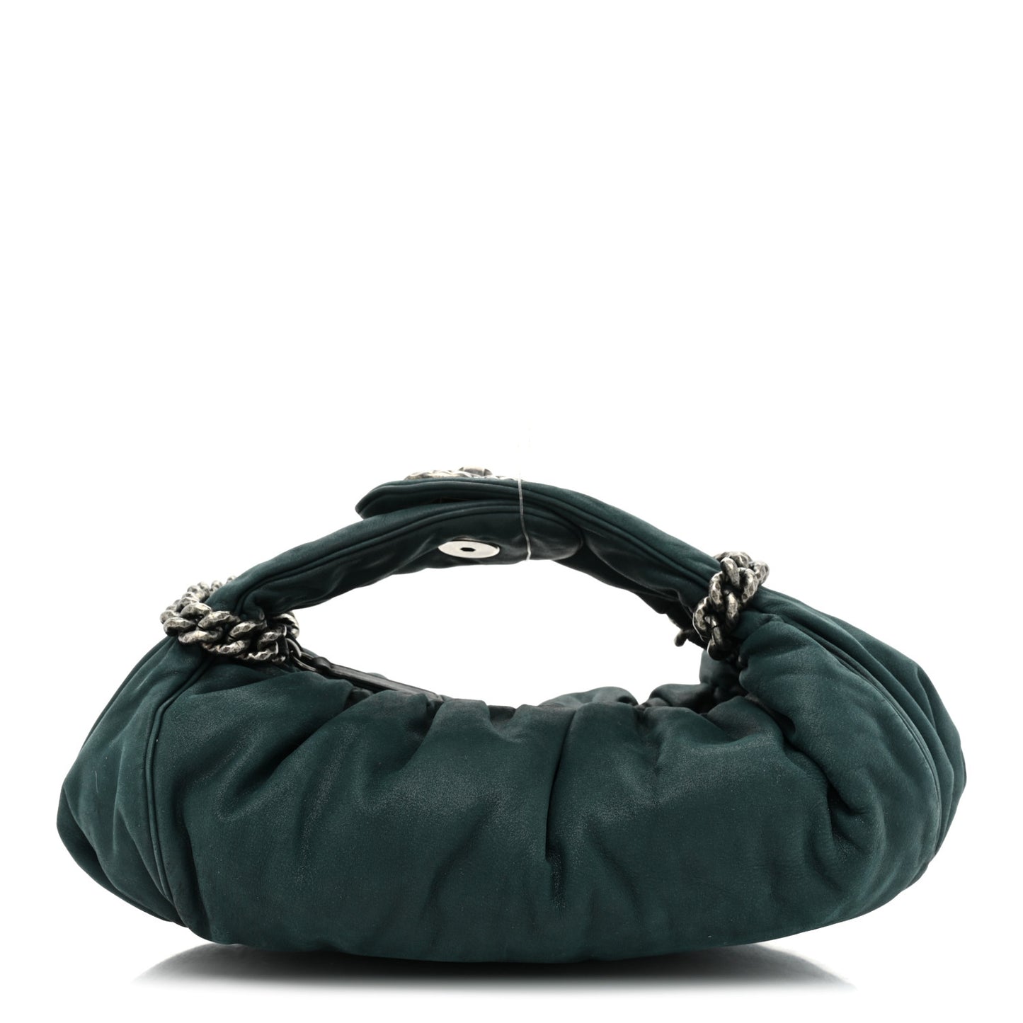 Iridescent Calfskin Midnight Stones Clutch Dark Green