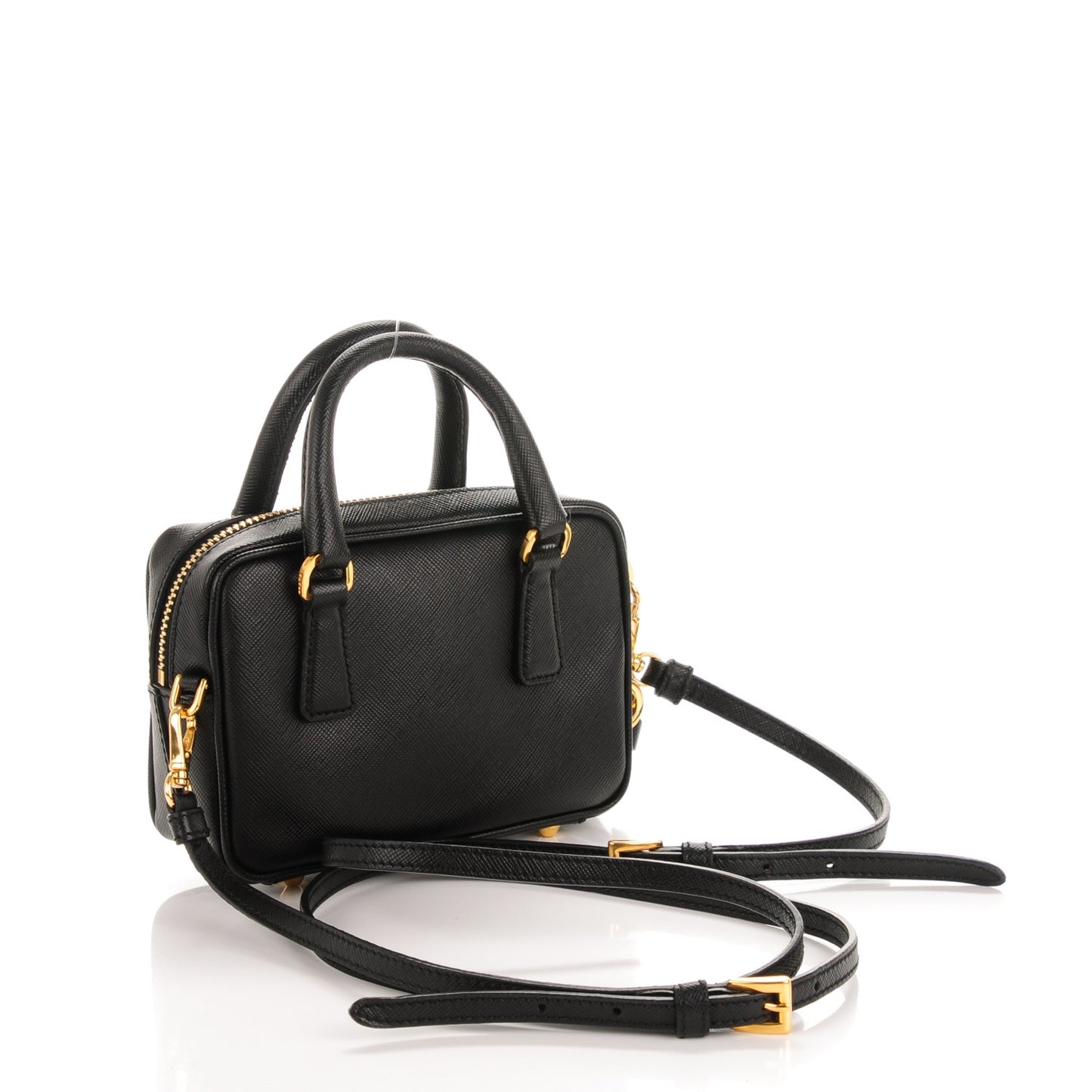 Saffiano Lux Mini Top Handle Crossbody Bag Black