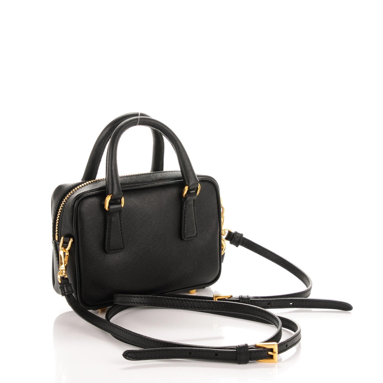 Prada Saffiano Lux Mini Top Handle Crossbody Bag Black 4 of 9