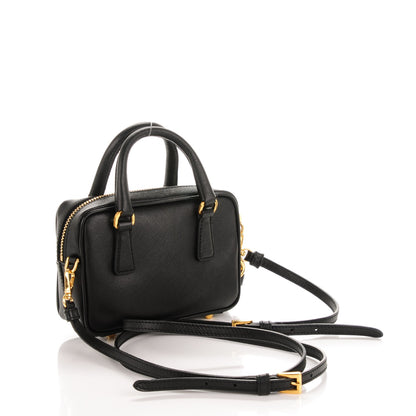 Prada Saffiano Lux Mini Top Handle Crossbody Bag Black 4 of 9