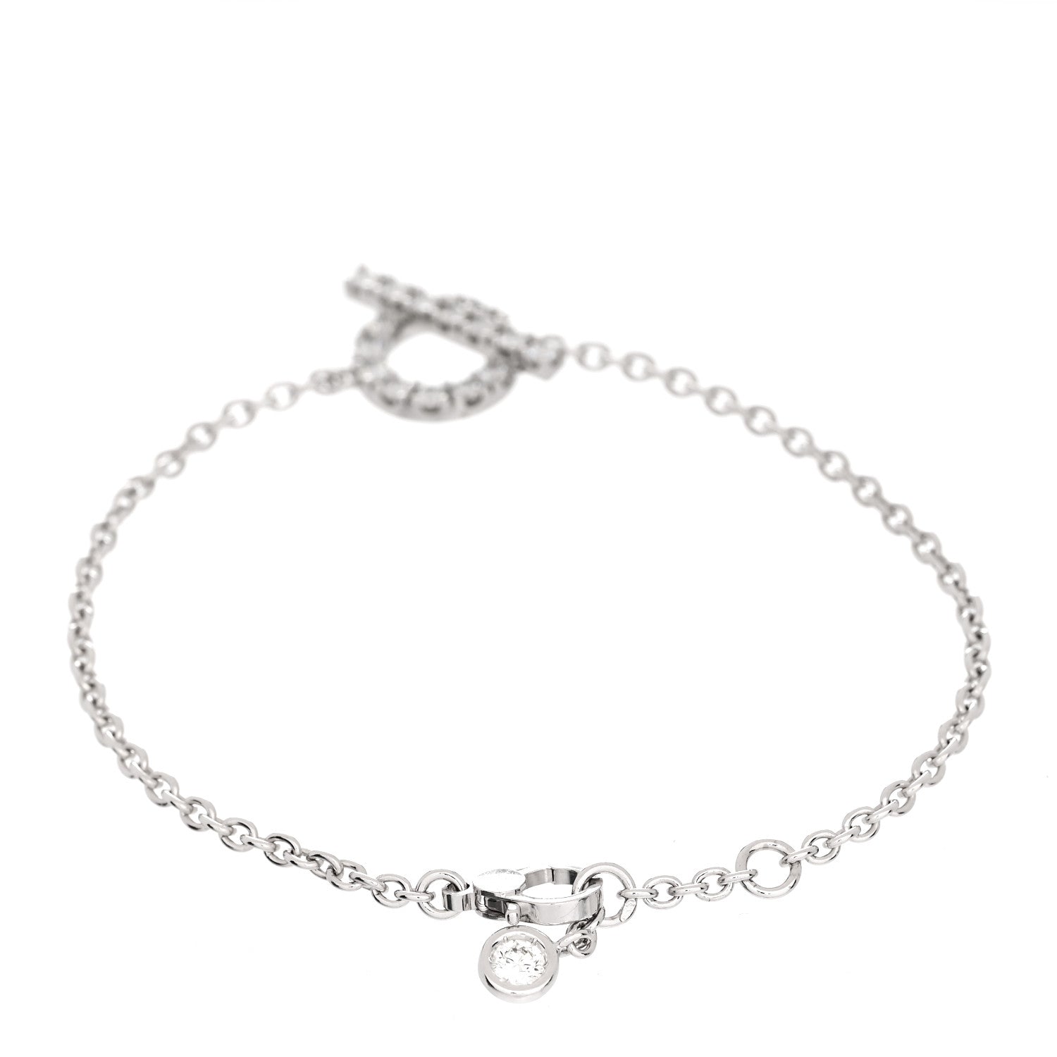 Hermes 18K White Gold Diamond Finesse Bracelet XS 2 of 4