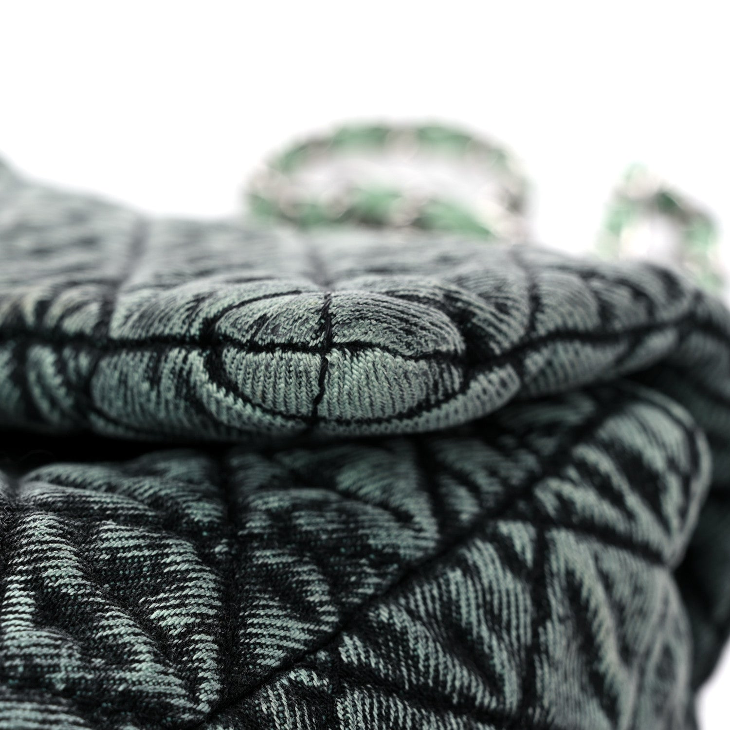 Chanel Denim Quilted Denimpression Flap Green Black 11 of 11