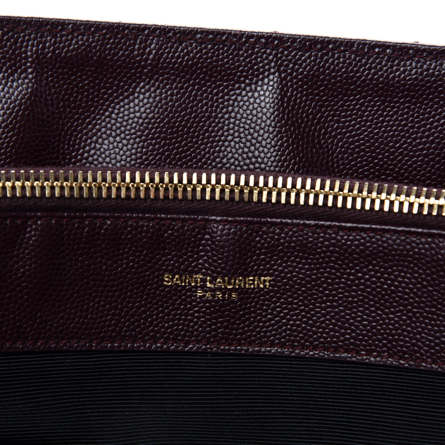 Saint Laurent Grain de Poudre Matelasse Chevron Large Monogram Shopping Bag Amarena 18 of 21