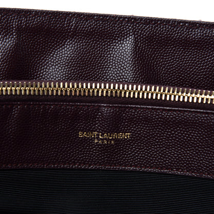 Saint Laurent Grain de Poudre Matelasse Chevron Large Monogram Shopping Bag Amarena 18 of 21