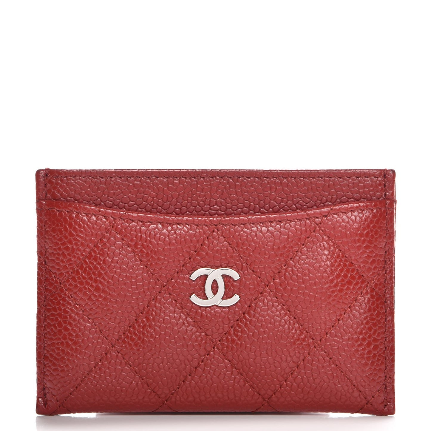 Caviar Quilted Card Holder Red